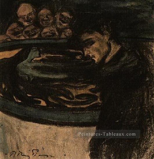 Allegorie jeune homme femme et grotesques 1899 cubistes Peintures à l'huile